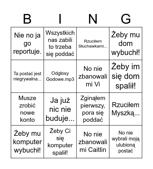 Bodzio Grający w Lola Bingo Card