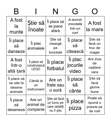 Bingo de cunoastere Bingo Card