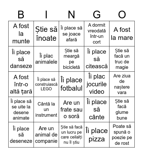 Bingo de cunoastere Bingo Card