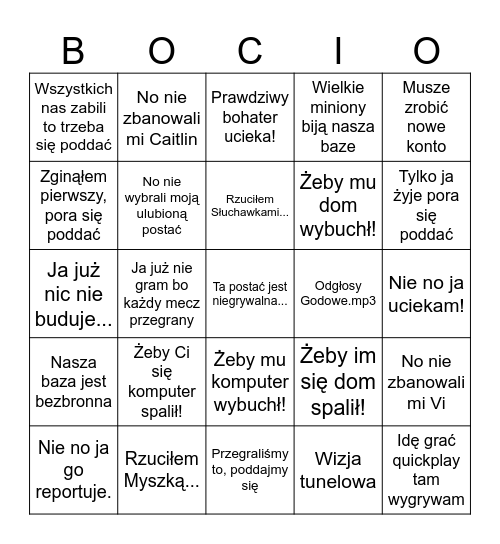 Bodzio Grający w Lola Bingo Card