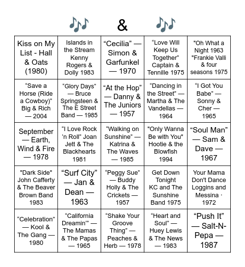 "AND" in the Band Name Bingo Card