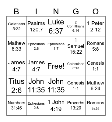 Bible Bingo Card