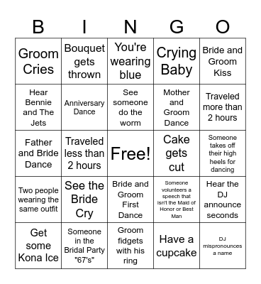 Wedding Bingo Card