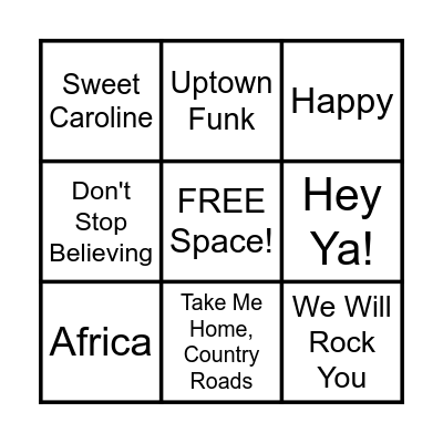 MUSICAL BINGO! Bingo Card