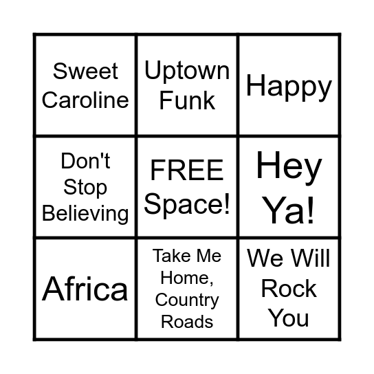 MUSICAL BINGO! Bingo Card