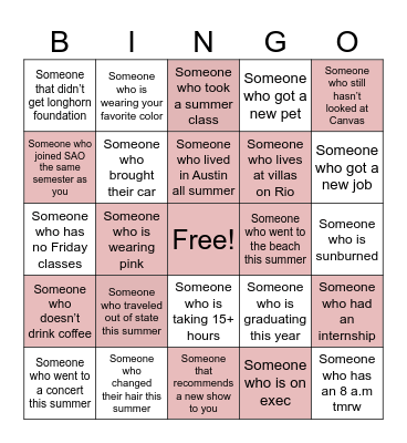 FIRST CHAPTER Bingo Card