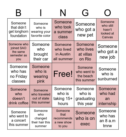 FIRST CHAPTER Bingo Card
