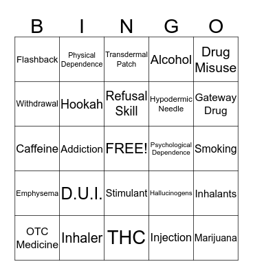 Tobacco & Drugs Bingo Card