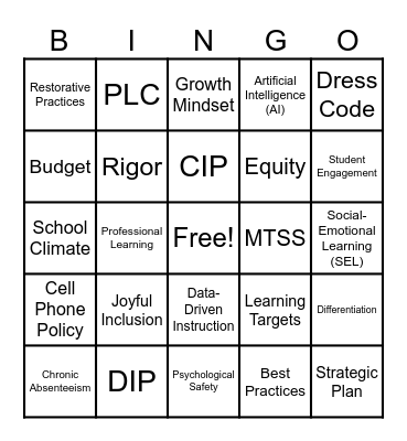 First Day Bingo Card