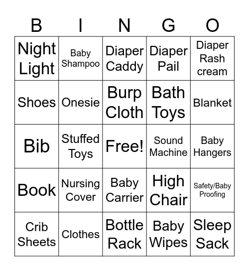 Baby Gift Bingo Card