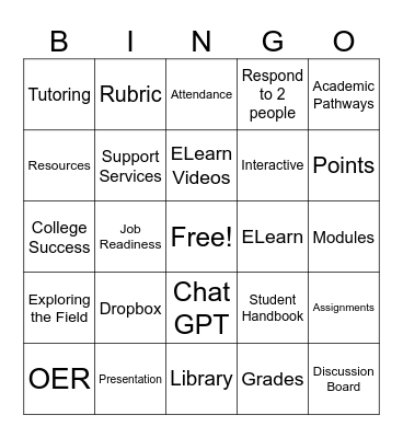 Syllabus Bingo Card