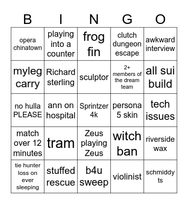 b4u bingo Card