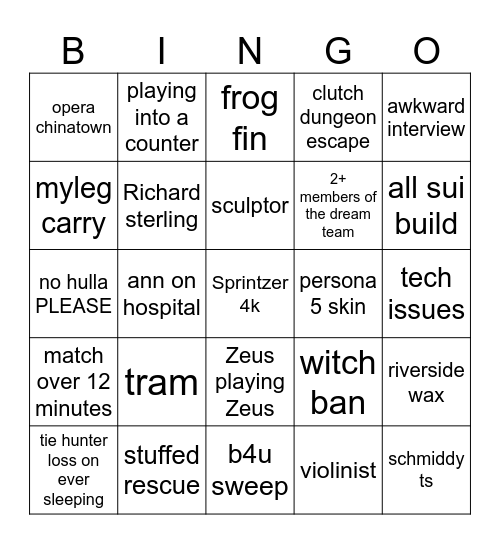b4u bingo Card