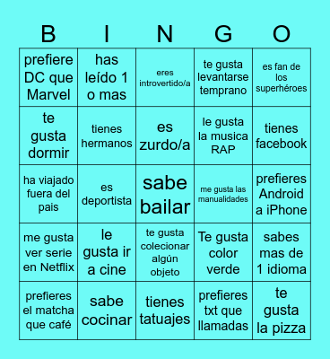 Bingo de personalidades Bingo Card