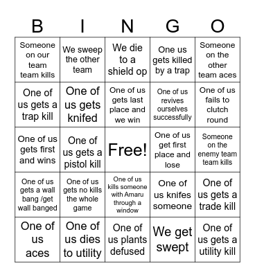 Siege Bingo Card