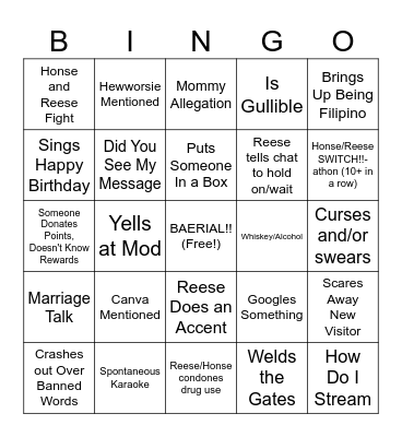 Hewwo-Piecey Bingo Card