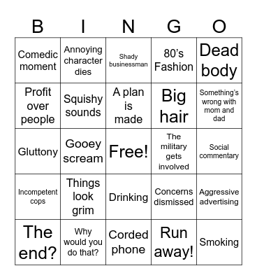 The Stuff Bingo Card