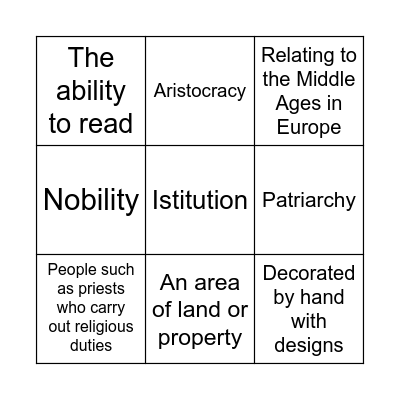 Medieval Europe Bingo Card