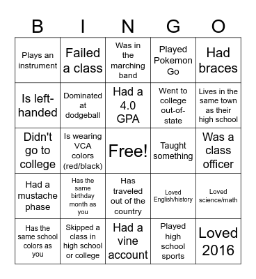 Find a graduate who Bingo Card
