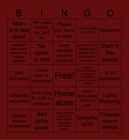 Shitty Roblox Game Tropes Bingo Card