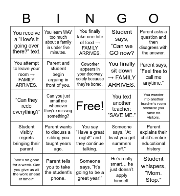 Meet the Teacher Bingo Card