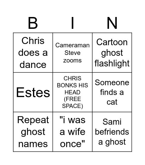 PARANORMAL DETOUR BINGO Card