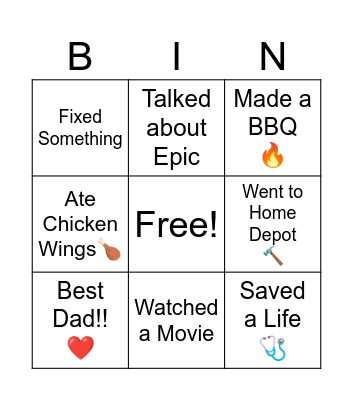 Happy Birthday DAD!!!! Bingo Card