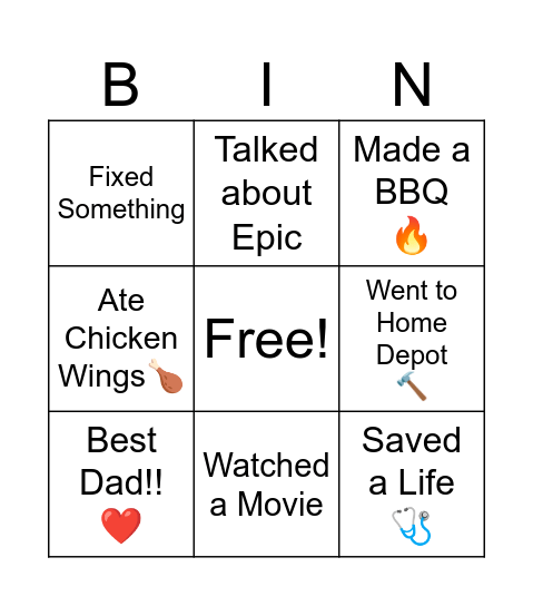 Happy Birthday DAD!!!! Bingo Card