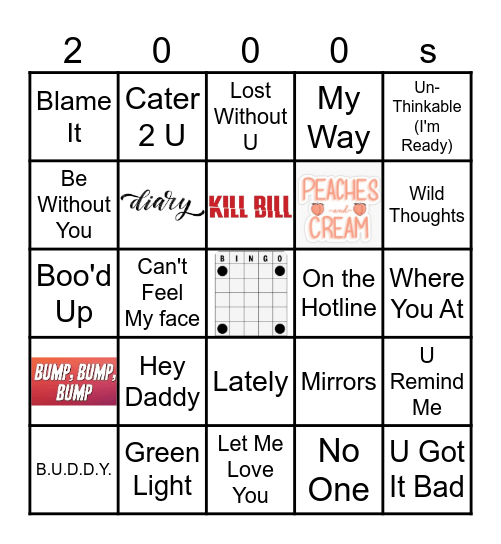2000's R & B Hits Bingo Card