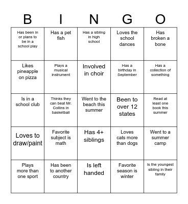 Find-a-Friend BINGO Card
