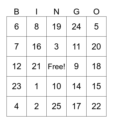 Untitled Bingo Card