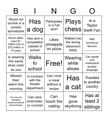 Human Bingo Card