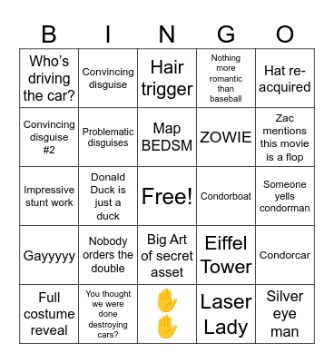 CONDORMAN Bingo Card