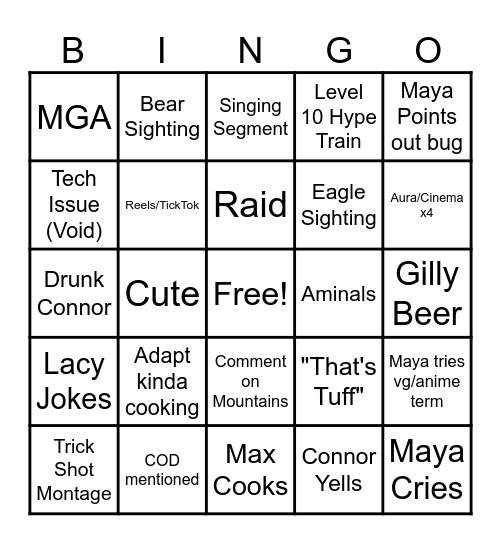 Not Geo Alaska Bingo Card