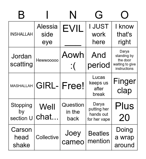 The Grass Bingo! Bingo Card