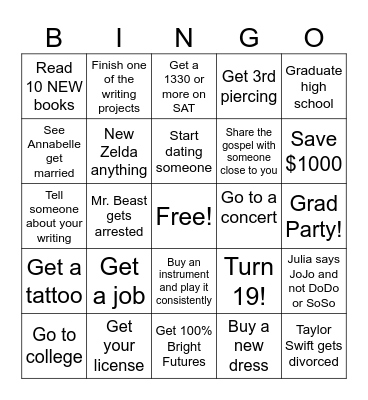 2026 Bingo Card