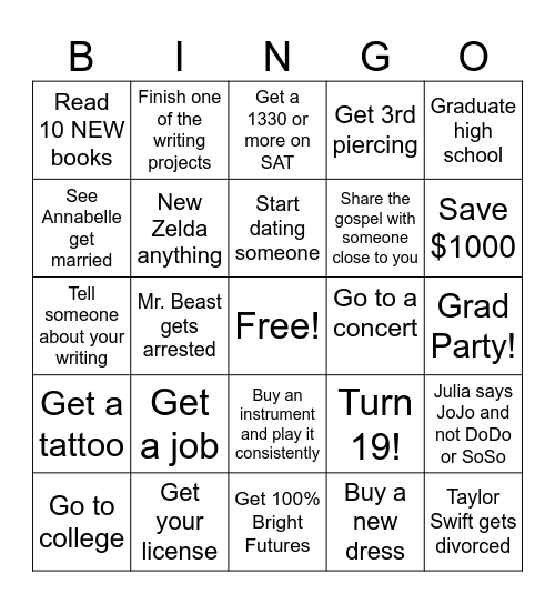 2026 Bingo Card