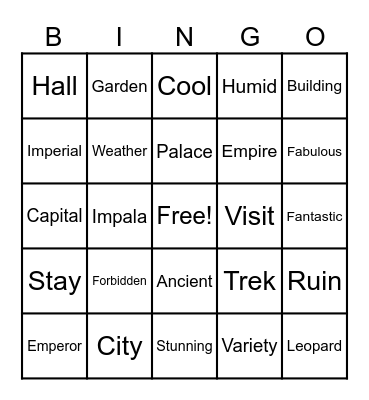 Did you have a good time? Bingo Card