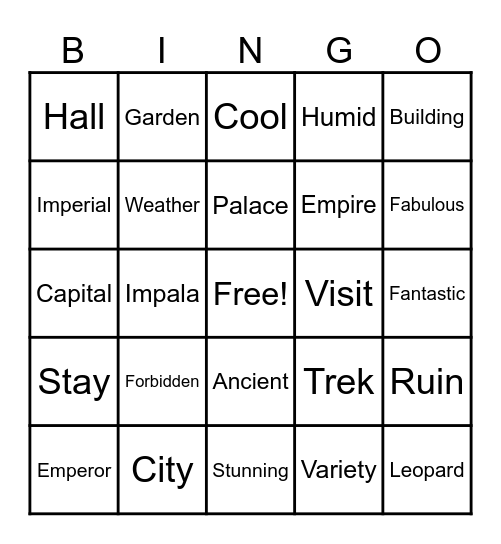 Did you have a good time? Bingo Card