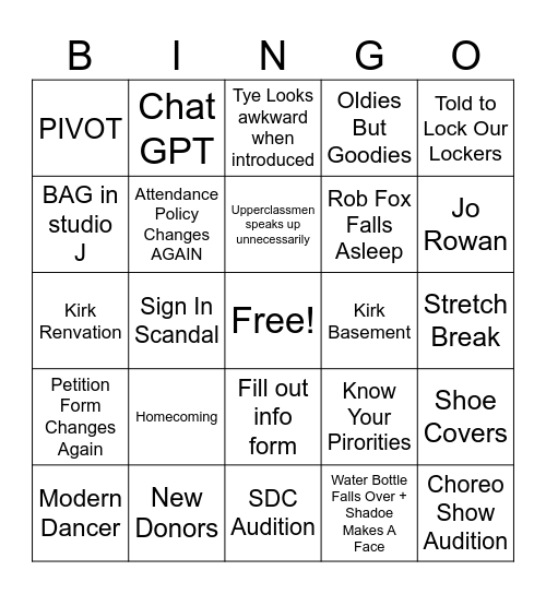 INFO Meeting Bingo Card