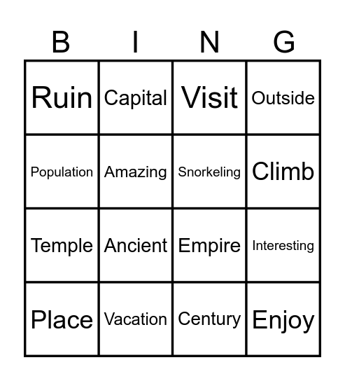 Conversation Bingo Card