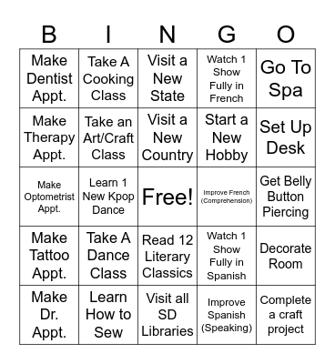26 Bingo Card