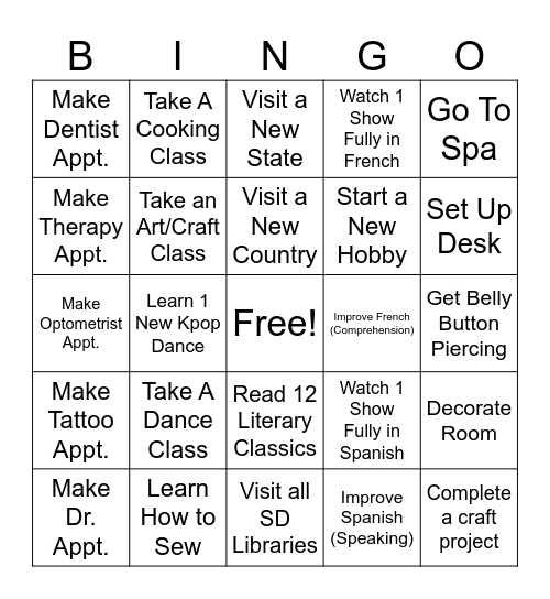26 Bingo Card