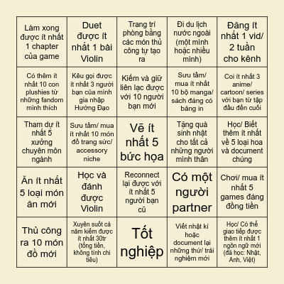 New year, new stuffs, same me Bingo Card