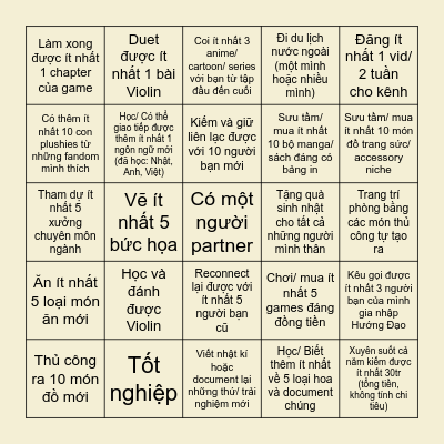 New year, new stuffs, same me Bingo Card