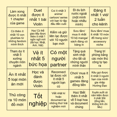 New year, new stuffs, same me Bingo Card