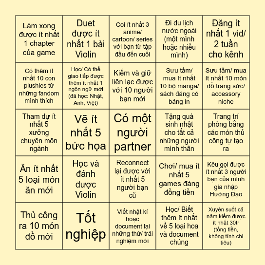 New year, new stuffs, same me Bingo Card