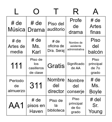 Mapa de Haven Bingo Card
