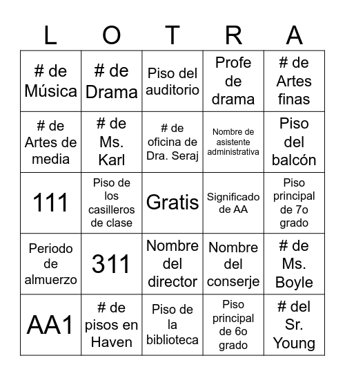 Mapa de Haven Bingo Card