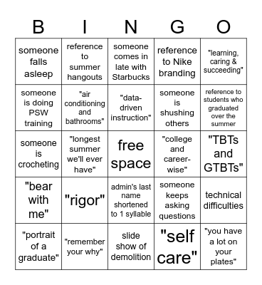 BTS Bingo Card